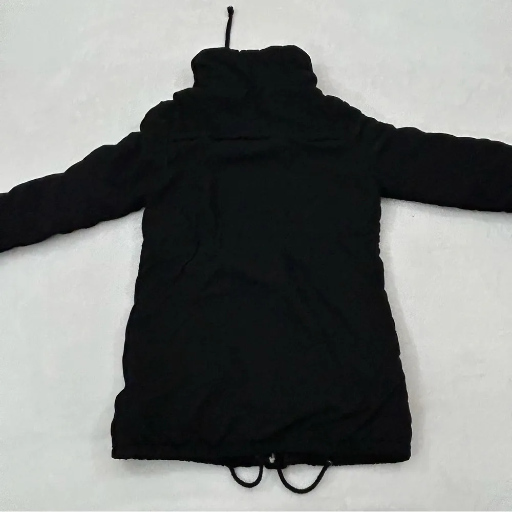 Black Comfy Winter Mid Length Thick Warm Faux Fur Lined Jacket Coat Women’s S - Image 12