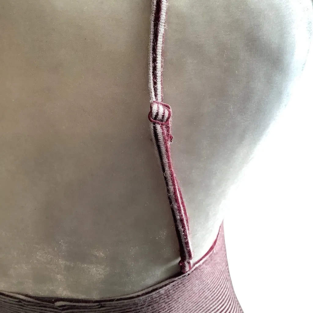 Brandy Melville Burgundy and White Striped Minimalist T-Shirt Dress - Image 3