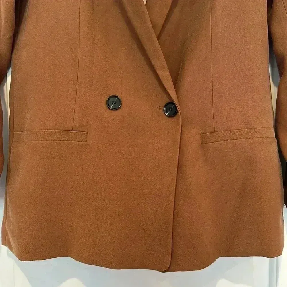 H&M Double-Breasted Jacket Brown Sz 2 - Image 5
