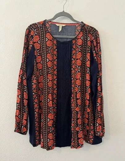 Matilda Jane Once Upon a Time Boho Artsy Long Sleeve Blouse Floral Size XL - Image 1
