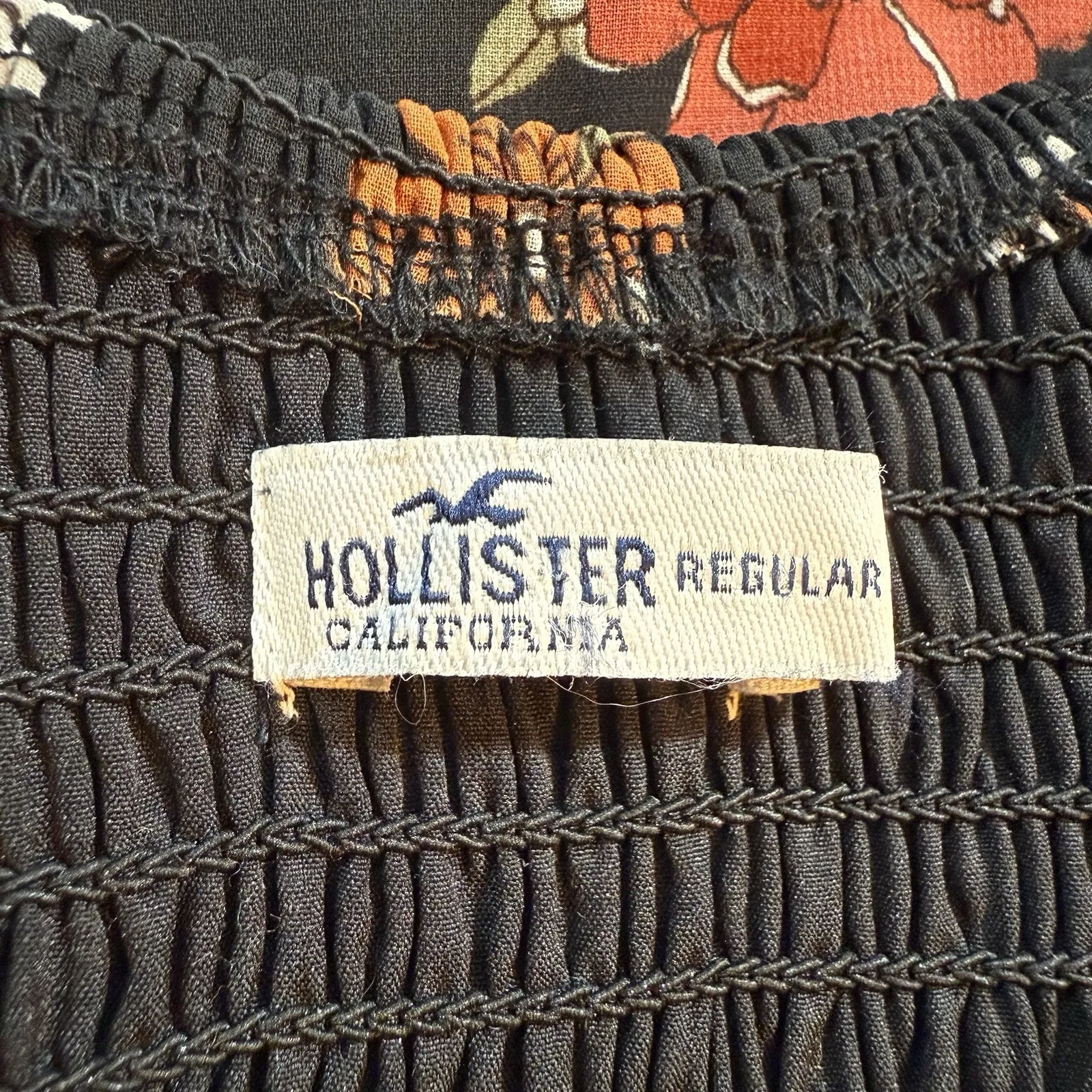 Hollister Dress Womens‎ Medium Floral Long Puff Sleeve Slit Midi Chiffon Retro - Image 12