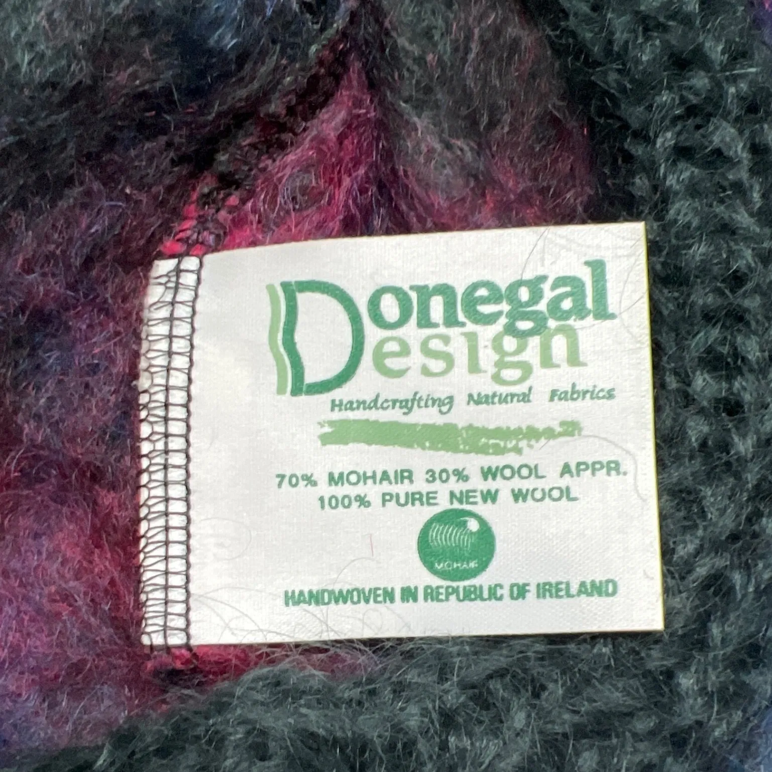 Donegal Design Mohair Wool Tam Hat Multi Plaid Handwoven Made in Ireland EUC Pink - Image 5