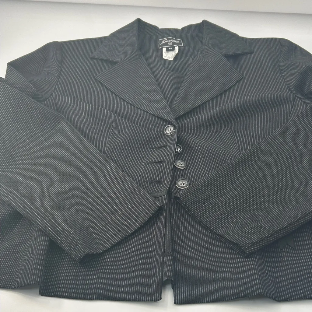 Black Pinstripe Women's Blazer Size 14 - Image 5