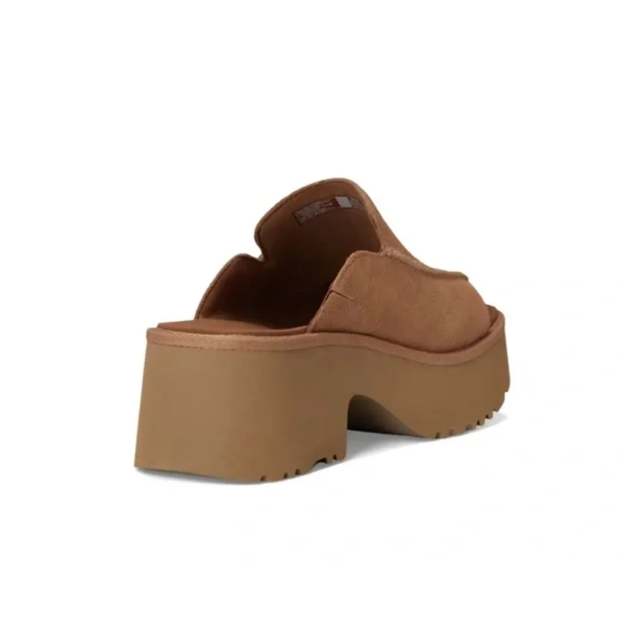 UGG New Heights Platform Slide Sandals Tan Suede Block Heel Mules Women 7 - Image 4