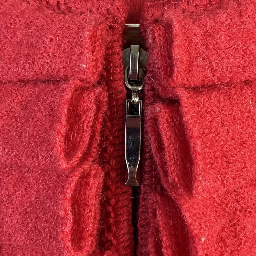 Susan Bristol Red Boiled Wool Ruffle Hem Jacket Cardigan Zip Front M‎ - Image 5