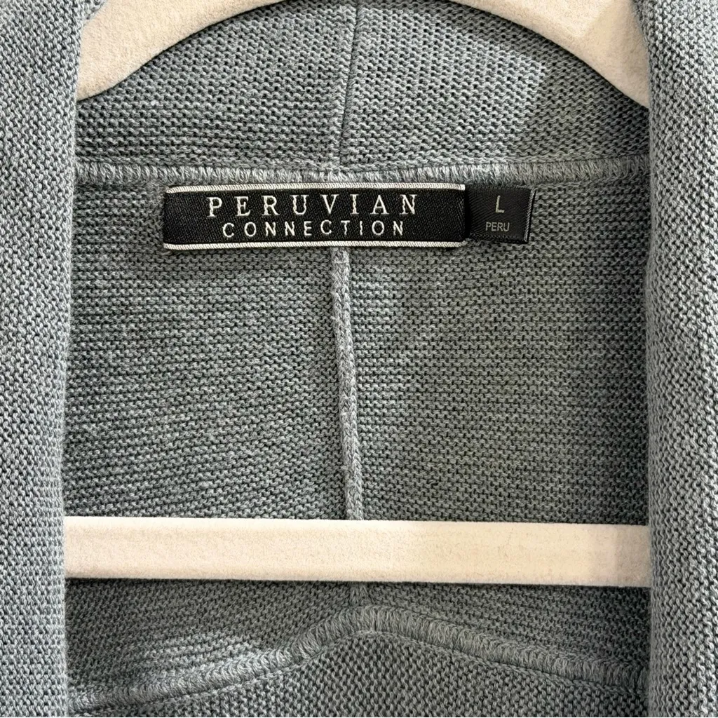 Peruvian Connection Size Large Pima Cotton Open Front Cardigan Sweater Soft Knit - Image 3