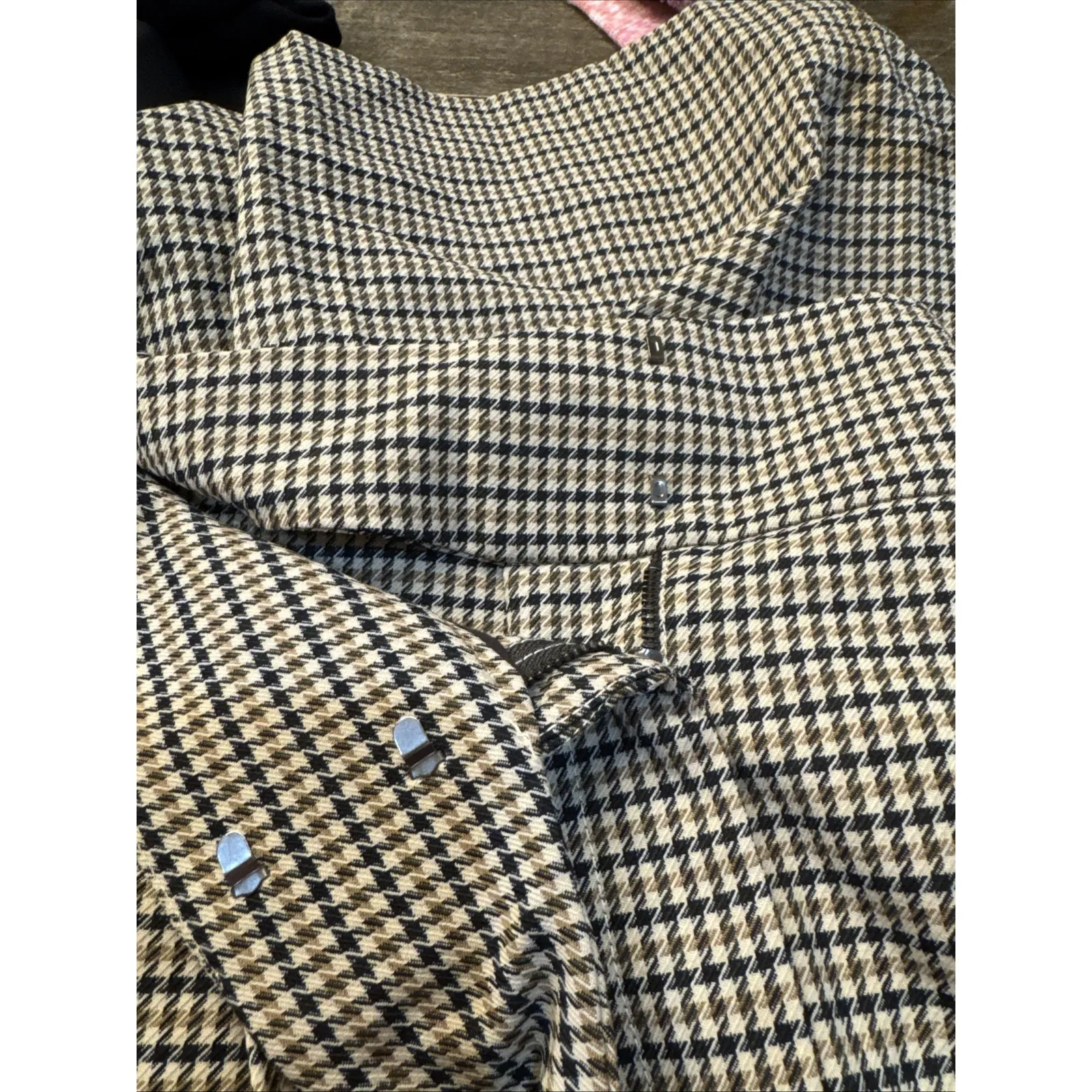 REBECCA TAYLOR Houndstooth Wide Leg Shorts Wool Skort‎ Wrap Size 6 Walking 60's - Image 8