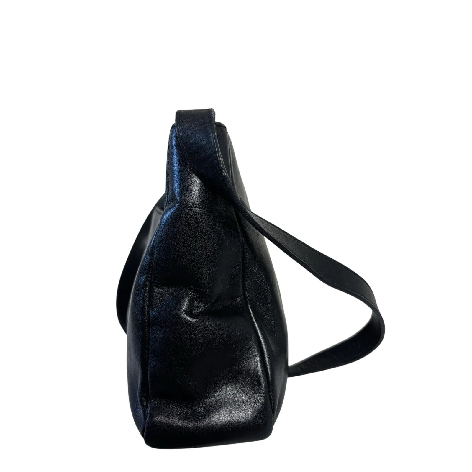 Etienne Aigner Black Leather Shoulder Bag Purse Silver Hardware Everyday Purse - Image 4