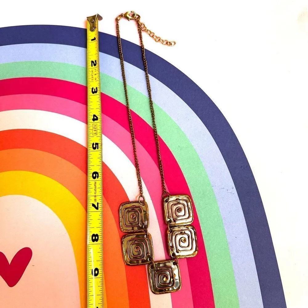 Silver/gold/copper tone square necklace Silver - Image 5