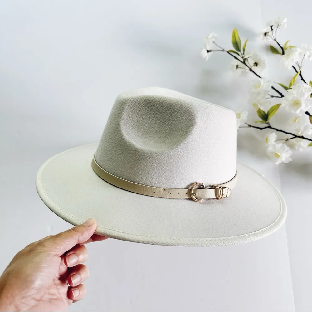 NEW Nordstrom Wool Mix Hat One Size Beige Belt - Image 5