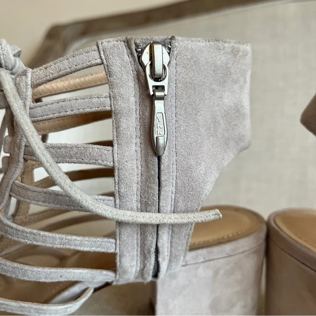 Pour La Victoire Size 9.5‎ Amabelle Kid Suede Block Heel Dress Sandal Color Mist - Image 7