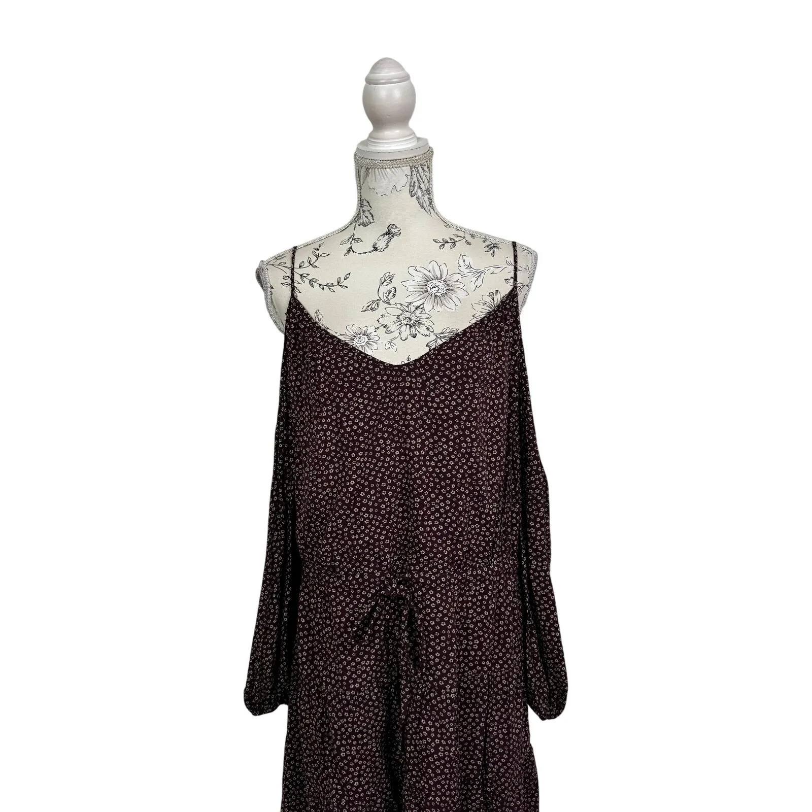 Paige Carmine Off the Shoulder Mini Dress Size L in Wine Tasting Ditsy Floral - Image 9