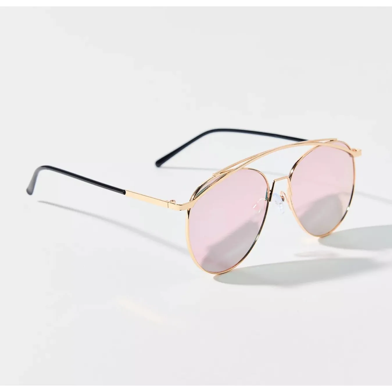 Urban Outfitters Lexi Mirrored Metal Aviator Sunglasses‎ Pink One Size - Image 2