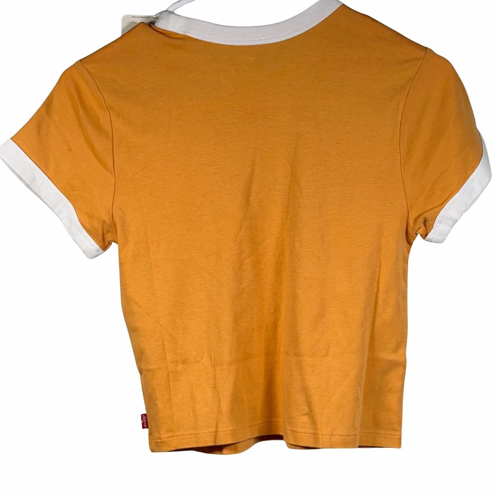Levi's Graphic Top Women's Size Medium Tee T-Shirt Orange Cropped Y2K Basic - Image 2