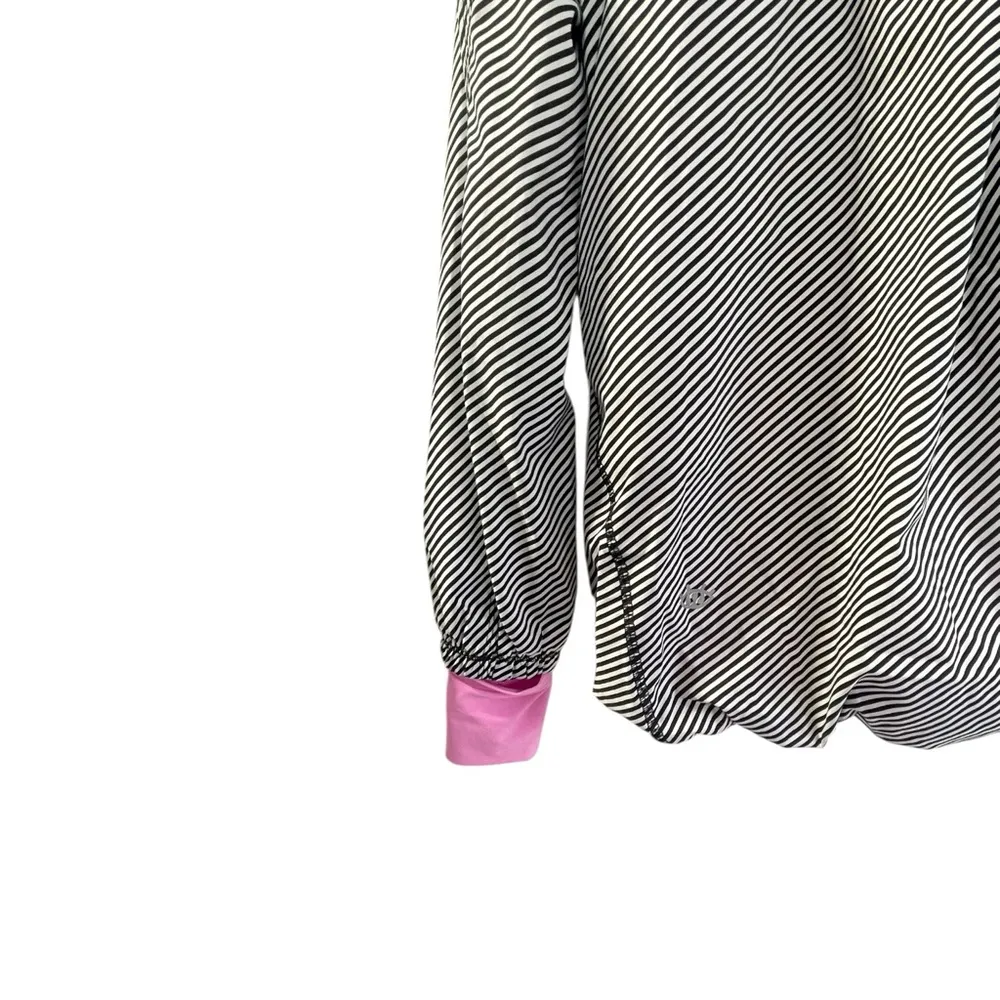 Lululemon  Downtime Jacket, Vintage Pink Black White Stripe, Size 4 - Image 6