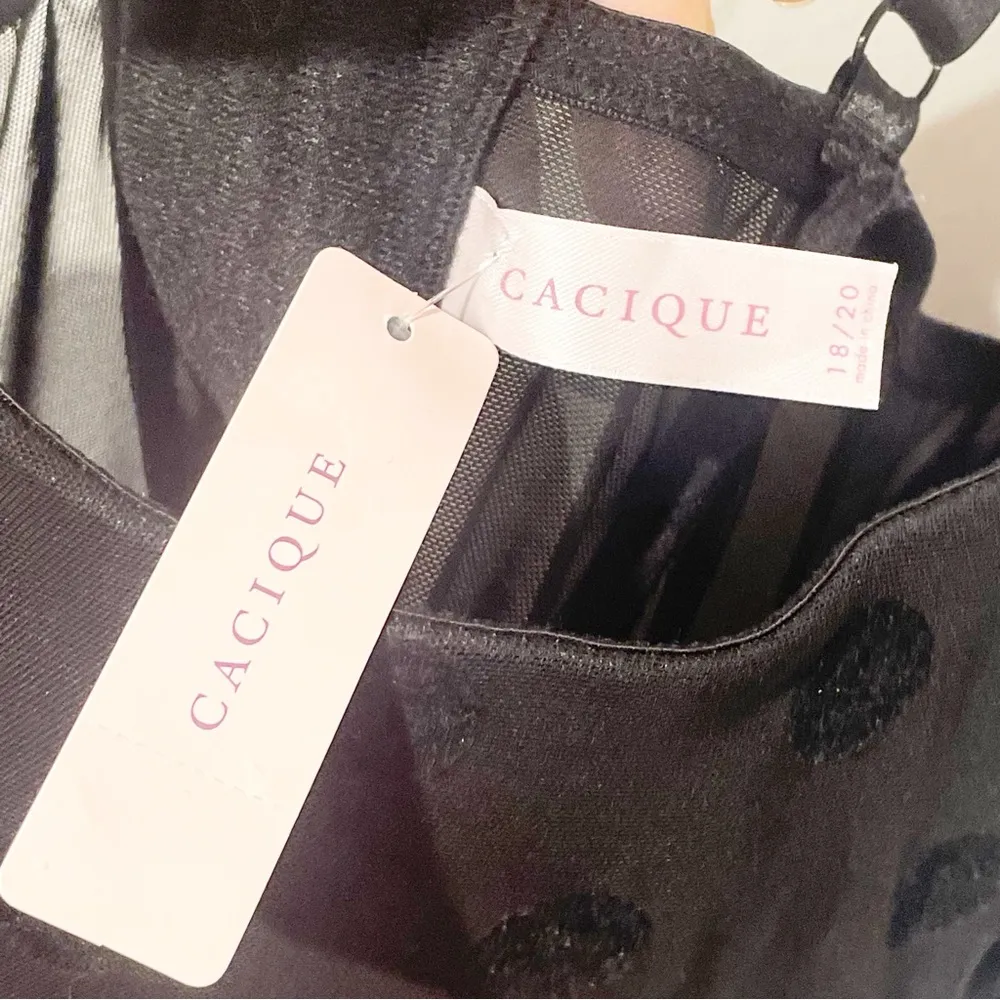 CACIQUE Plus 18/20 Black Dot Pink Mesh Lingerie Corset Top Coquette Goth Bustier - Image 3