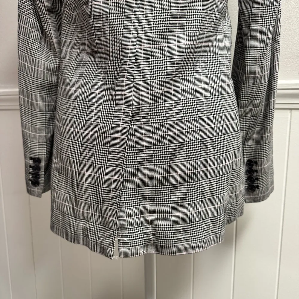 ATM Anthony Thomas Melillo Houndstooth Glen Plaid Blazer Lightweight Jacket 8 Gray - Image 9