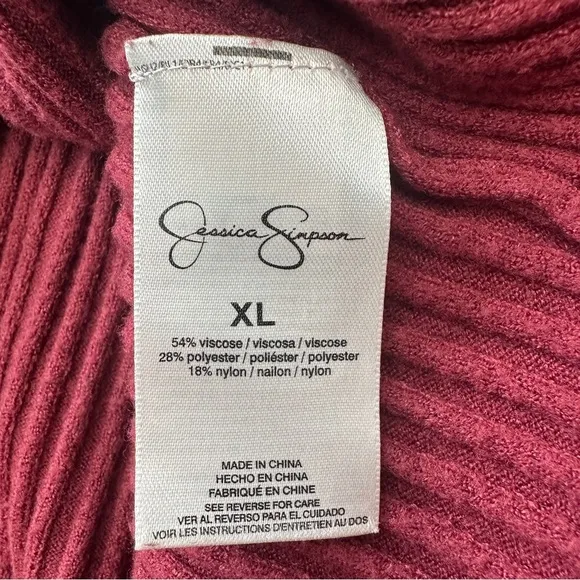 Jessica Simpson Ribbed‎ Midi Dress Junior XL Bodycon Off Shoulder Stretch Red - Image 11