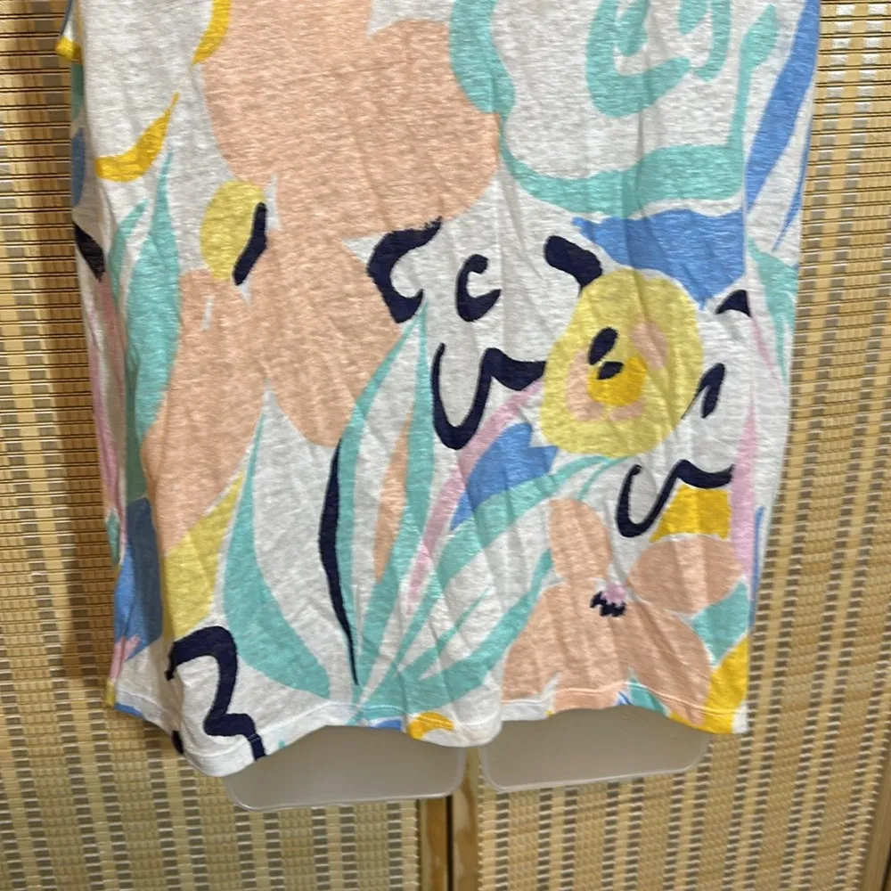 Rachel Zoe Abstract Floral Print Multicolored 100% Linen Tank Top Size XL NWT - Image 11