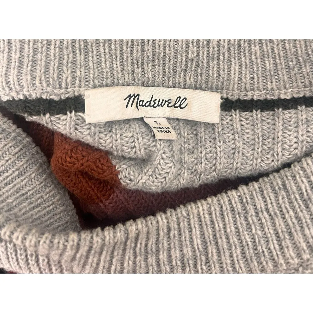 Madewell Patch Pocket Pullover Walton Stripe Arctic Ice Large Rainbow Thick Cozy - Image 10