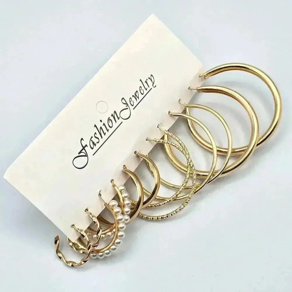 Gold Hoop Dangle‎ Stud Earring Set of 6 Fashion Jewelry NWT #E202 - Image 2