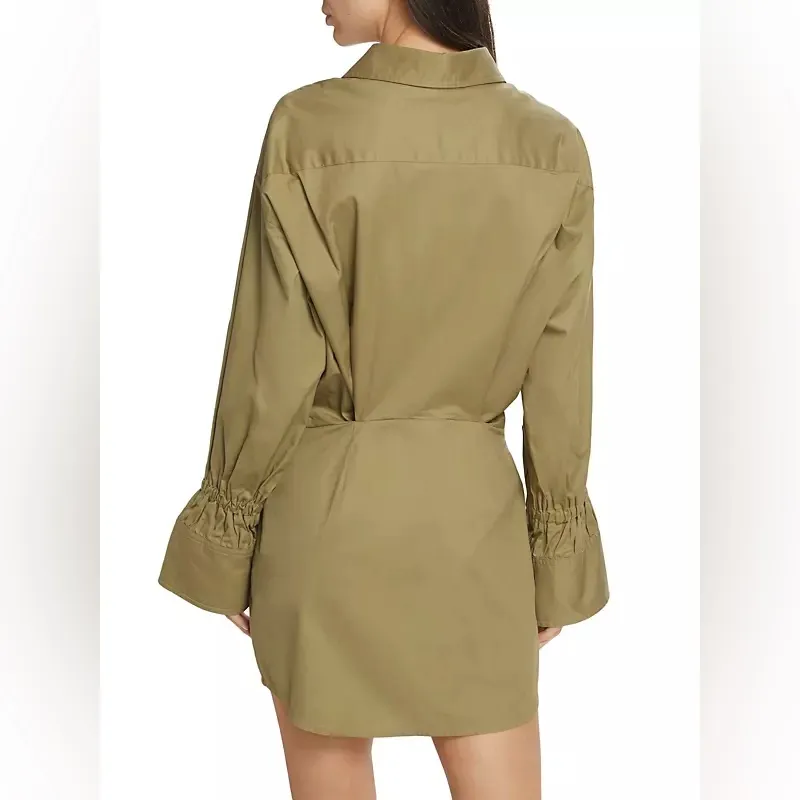 En Saison Hardin Cotton Mini Shirtdress Green - Image 5