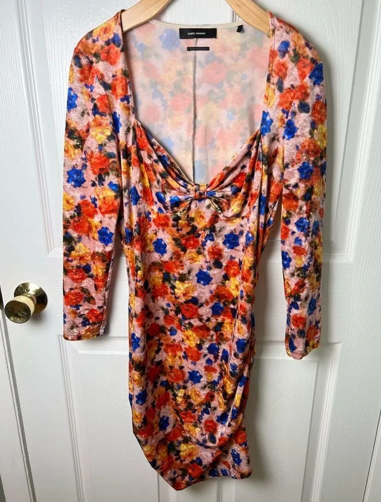 Isabel Marant Goji Printed Ruched Velvet Minidress 10 - Image 3