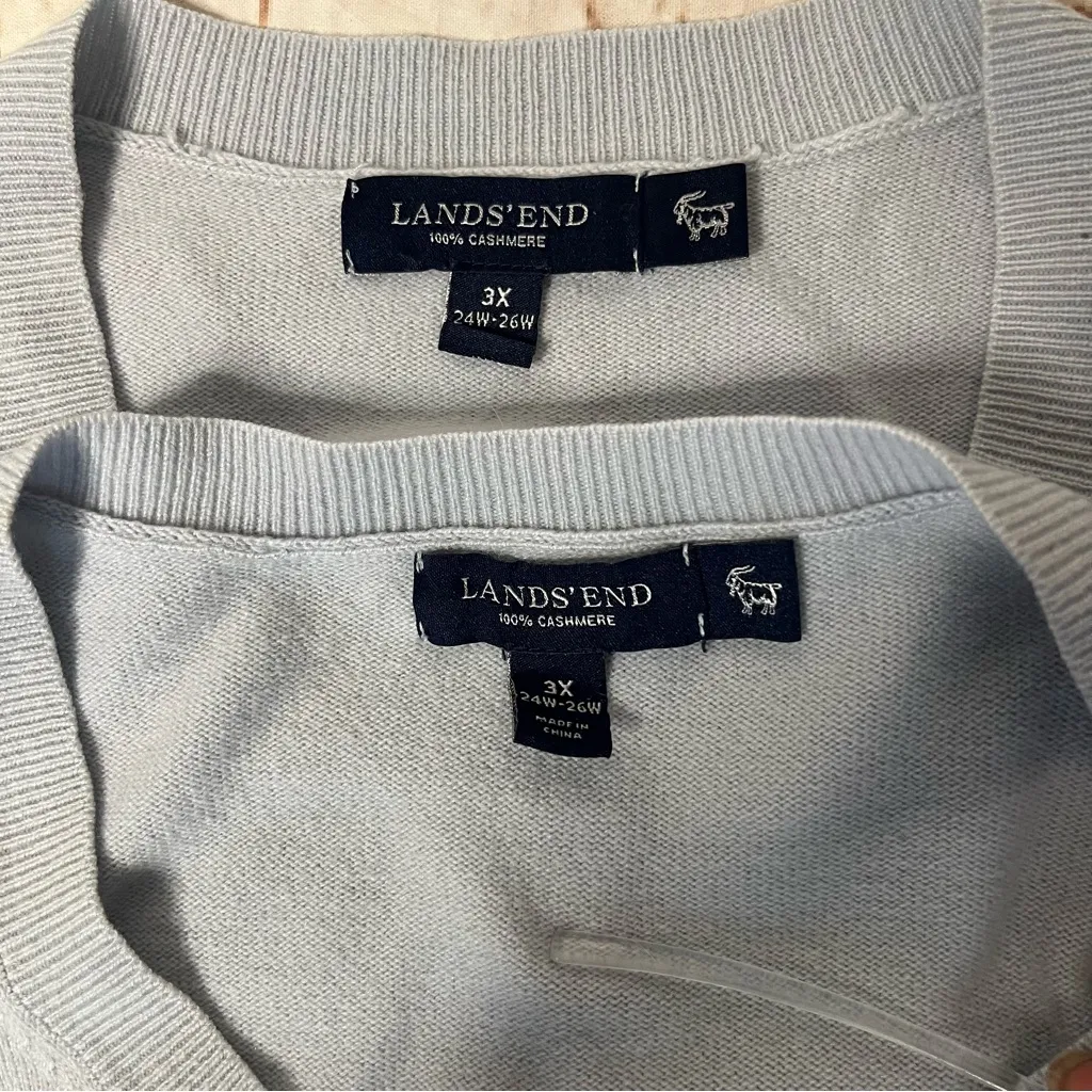 LANDS END Cashmere Twin Set Cardigan Top LIGHT BLUE 2 Piece Womens Size 3X - Image 9