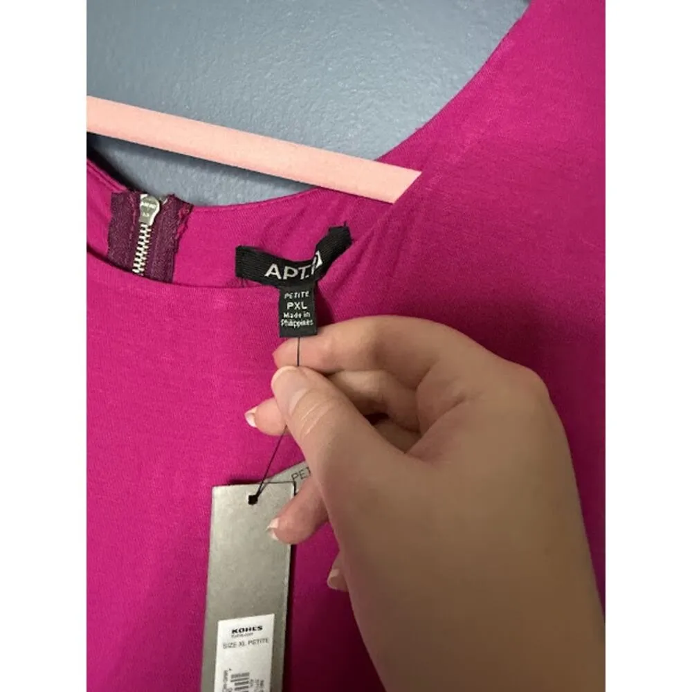 NWT Apt 9 Petite Dress Women's Size XL Pink Zip Up Throw on Dress No Sleeves - Image 4