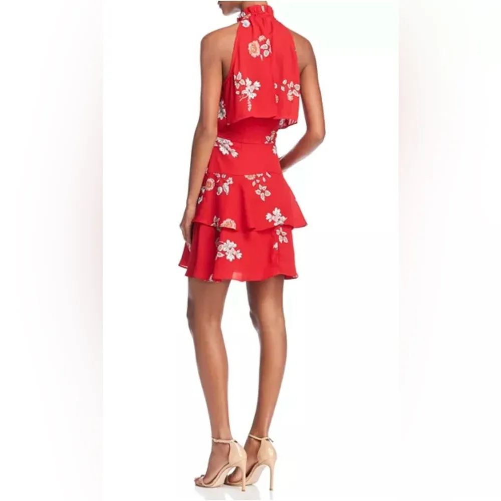 NWT BB Dakota Cadence Popover High Neck Sleeveless Mini Dress in Red Floral - 2 - Image 2