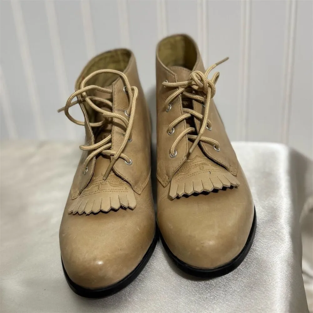 Ariat Leather Lace-Up Ankle Boots w/ Kiltie Fringe Size 6M VTG‎ Equestrian Chic - Image 2