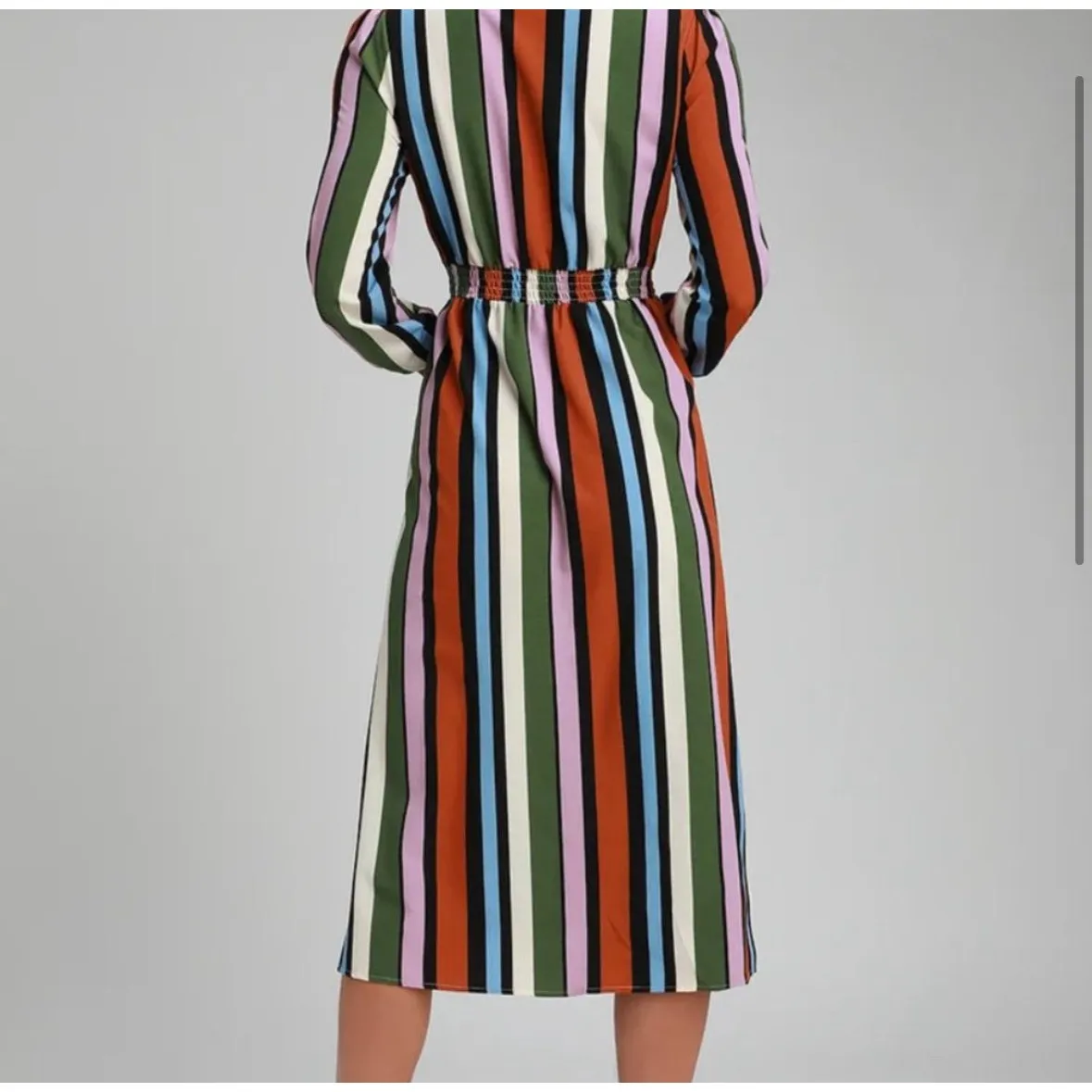 Lulus Multi Striped Button-Up Midi Dress - Image 4