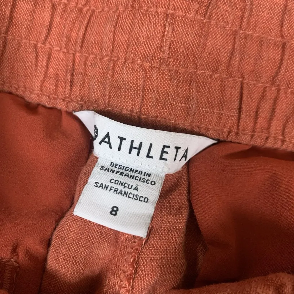 Athleta‎ Rust Linen Jogger Pants 8 High Rise Elastic Waist Sustainable Casual - Image 4