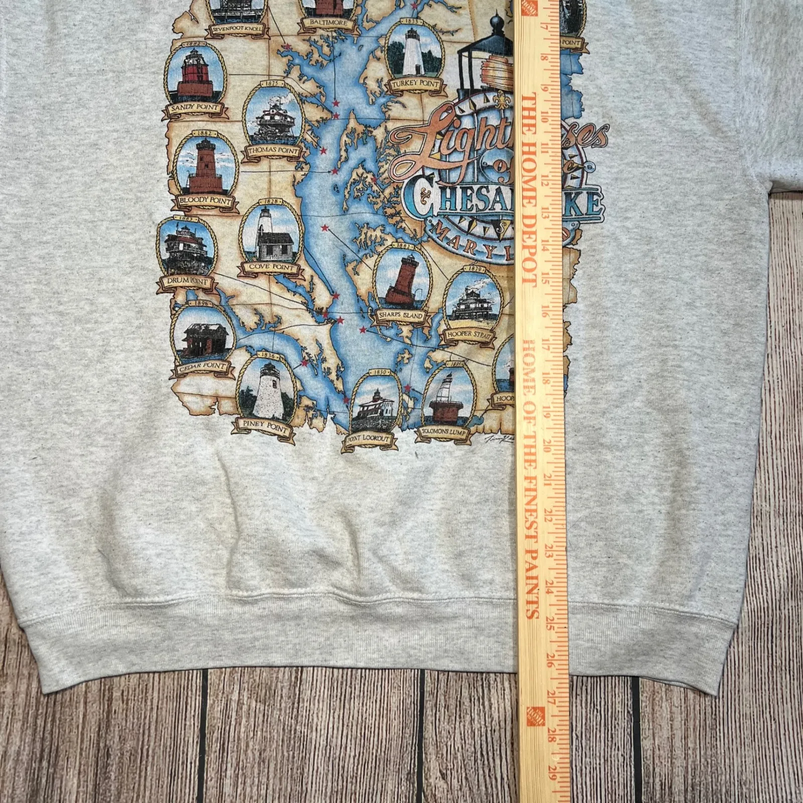 VTG 90s Lighthouses of the Chesapeake Bay Maryland Graphic Sweatshirt Womens XL - Image 7
