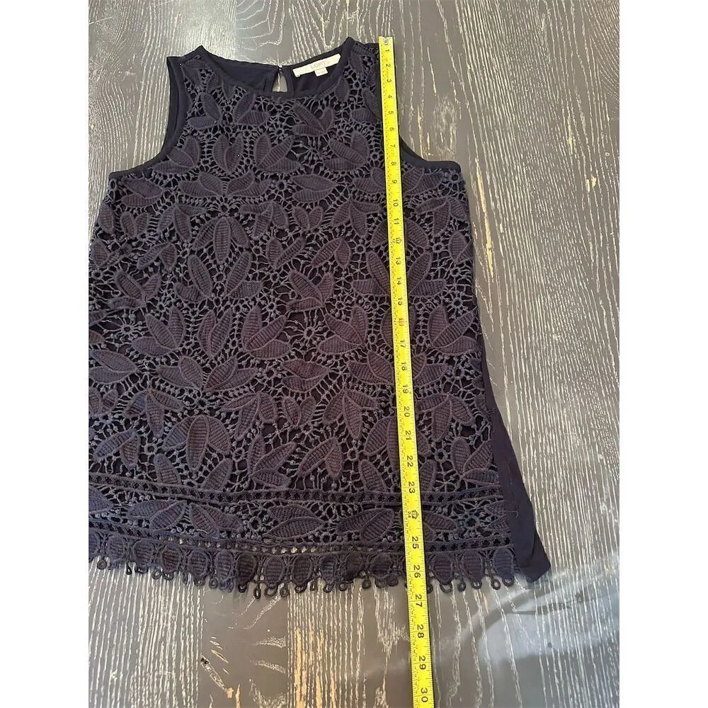 Loft Women's S Blue Sleeveless Lace Floral Tank Top Casual - Image 6