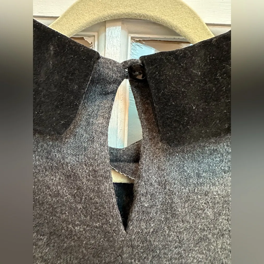 Vintage 80’s Larisa New York Retro Pinup Dress Velvet Peter Pan Collar Size L Gray Size L - Image 7