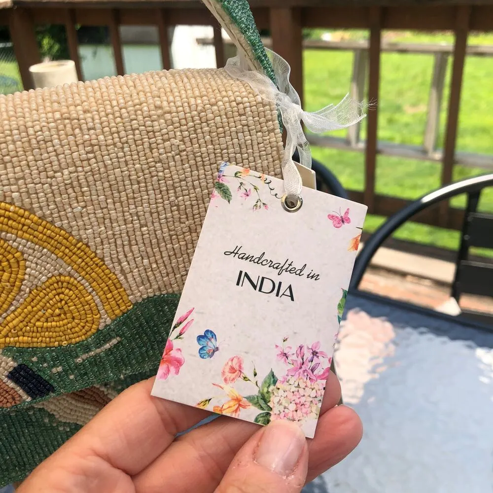 Marshalls Beaded Lemon Diver Sequin Viral Statement Bag  Handcrafted India NWT - Image 3