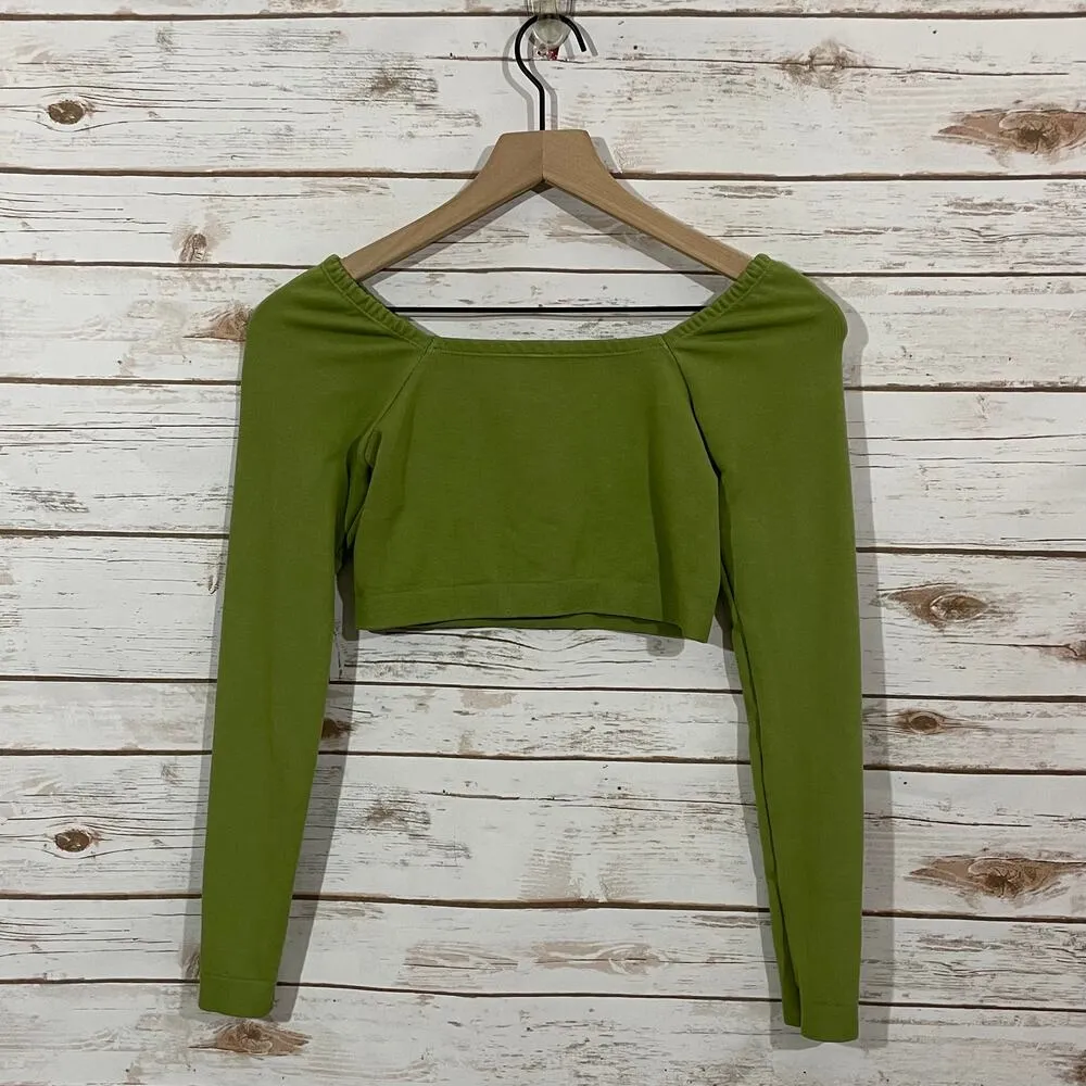 Fabletics  Cropped Long Sleeve Top - Green - XS - Image 13