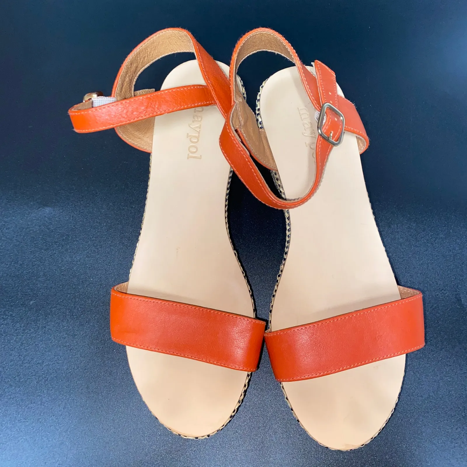 Maypol Brown Leather Woven Wedge Heels Platform Sandals Women's Size 38 US 7.5 - Image 6