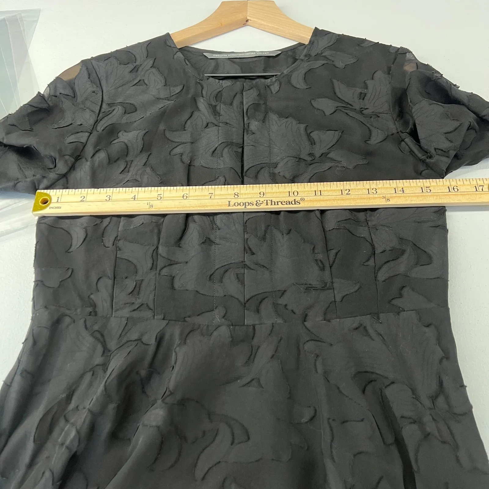 Twelfth Street by Cynthia Vincent Fit & Flare Dress Womens 2 Black Bell Sleeve - Image 11