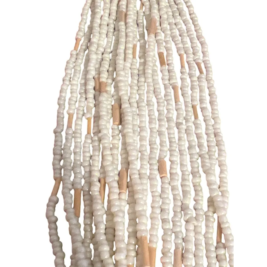 Vintage Multi Strand Seed Bead Necklace Glass Beads Beach Vacation Statement 31" White - Image 3