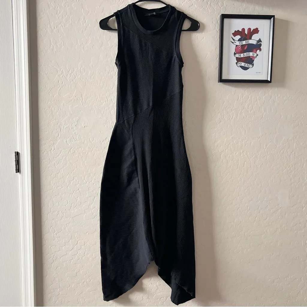 All Saints Gia Ribbed Asymmetrical Midi Dress - Image 2