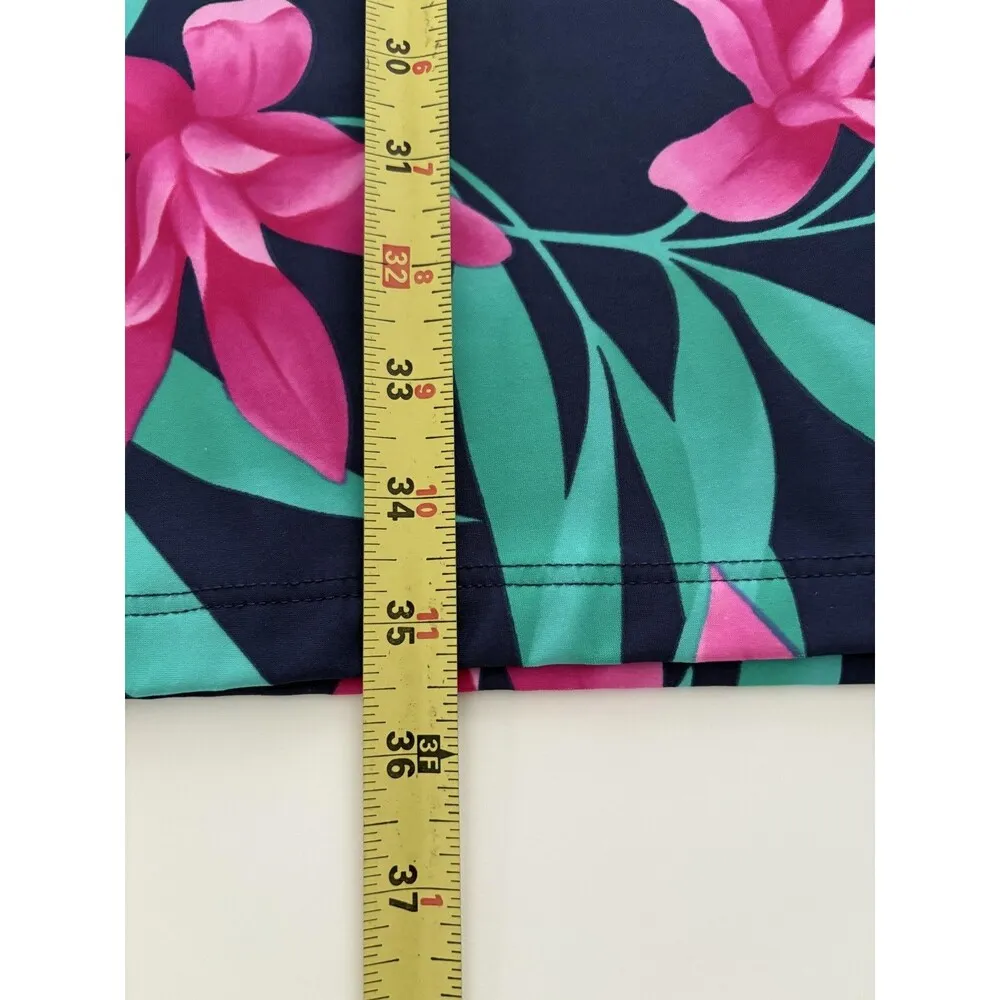 Sea Waves Dress Womens Large Blue Floral Nylon Swim Cover Up Beach Vacation - Image 9