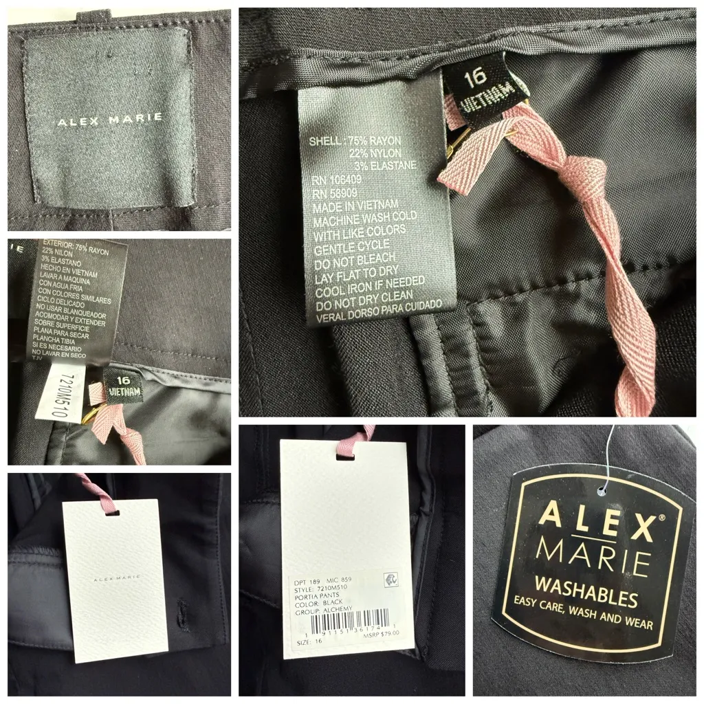 Alex Marie Washables Portia Pant Black Size 16 Alchemy Hi Lo Ankle NWT - Image 6