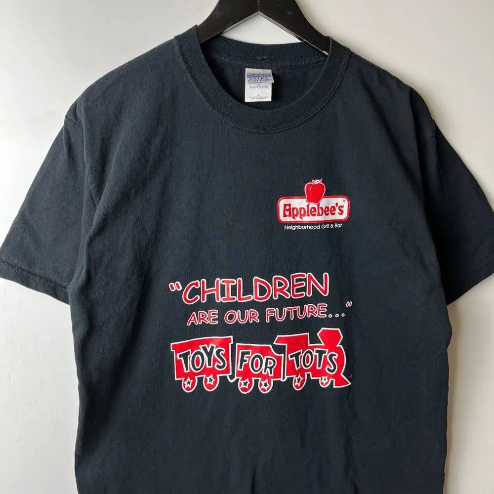 Vintage Toys For Tots T Shirt Black Medium M Graphic Tee Sublimation Screen - Image 5