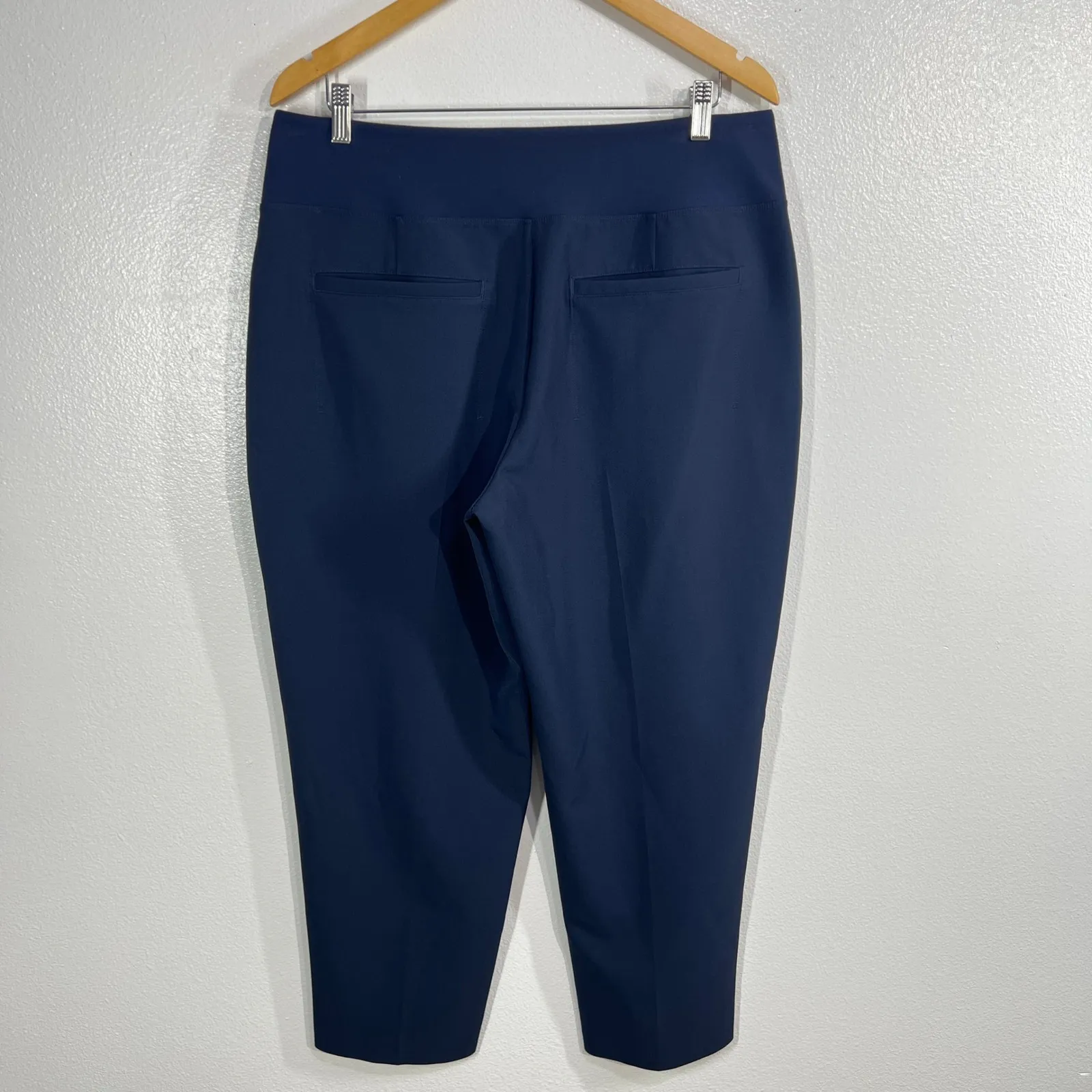Athleta Endless High Rise Pant Navy Blue Textured Stretch Tapered Fit 14P Casual - Image 4