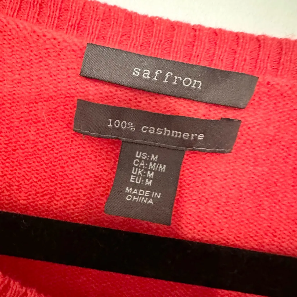 Saffron coral cashmere sweater size medium pullover crewneck Red - Image 2