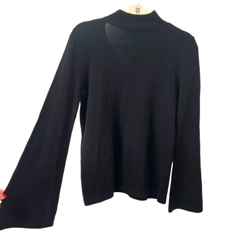 AQUA CASHMERE Mockneck Sweater Black Sz Small‎ - Image 3