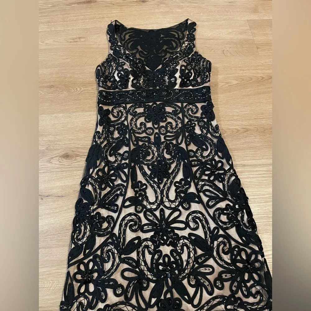 Sue Wong Nocturne Black Lace Beaded Evening Cocktail Dress Size 2 - Image 2