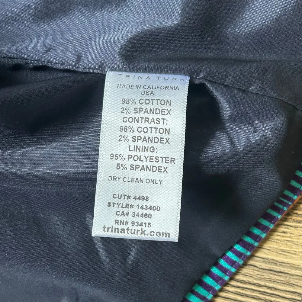 Trina Turk Sleeveless Blouse Colorful Geometric Tank Top Zip Up Round Neck 8 - Image 4